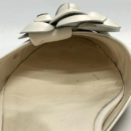 Chanel Sandals G45497 Leather White 24P Bicolor Camellia Women 37.5