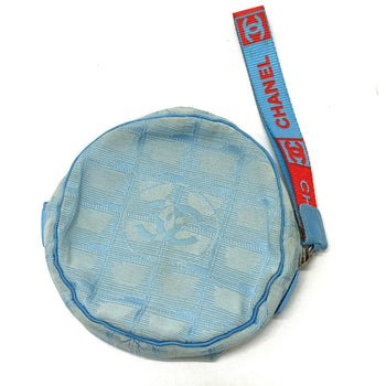 Chanel Pouch Nylon Blue Sports Round Women