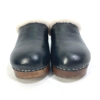 Chanel Sandals ?32594 Leather Black 23N Mouton Clogs Cc Coco Mark 38