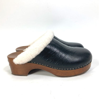Chanel Sandals F32594 Leather Black 23N Mouton Clogs Cc Coco Mark Women 38