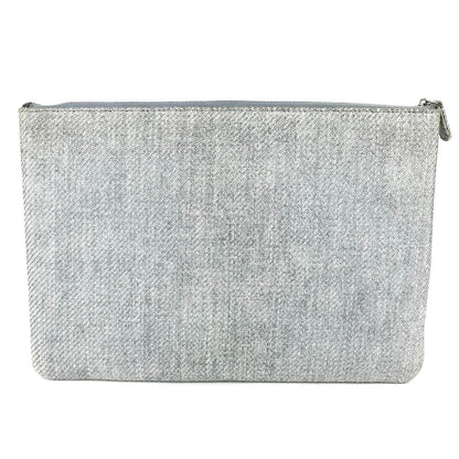 Chanel Clutch Bag Canvas Blue Logo Deauville Women