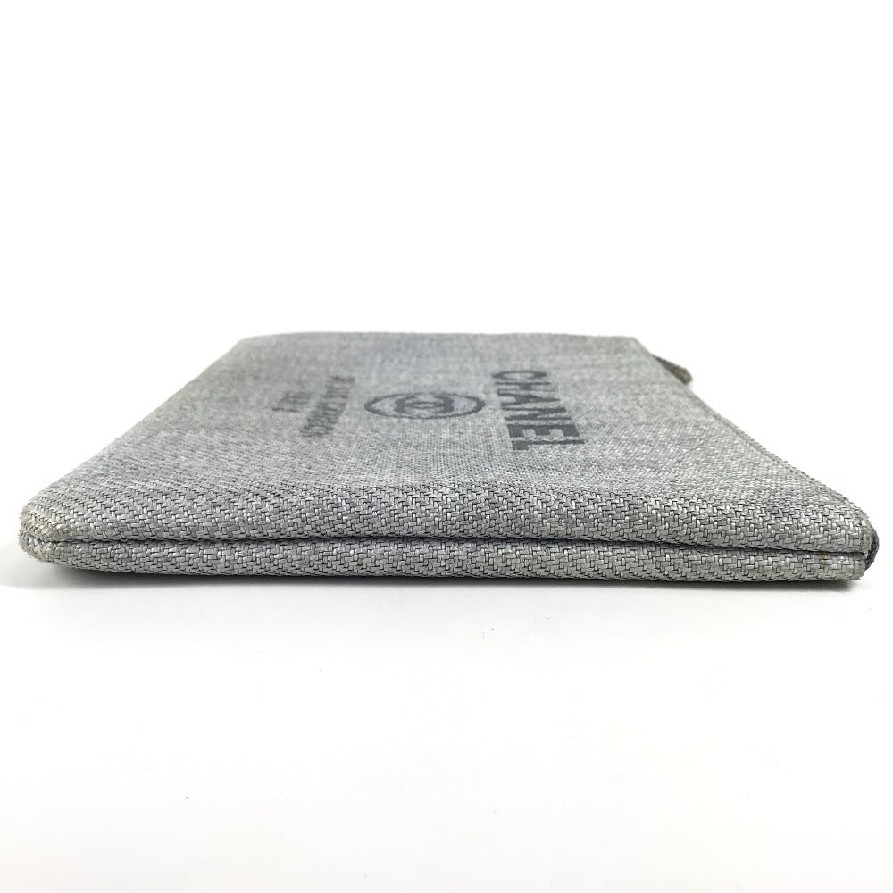 Chanel Clutch Bag Canvas Blue Logo Deauville Women