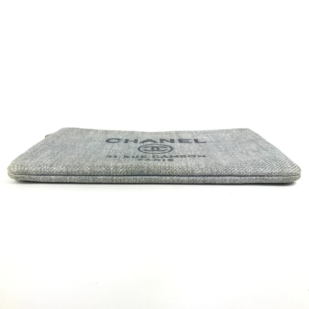 Chanel Clutch Bag Canvas Blue Logo Deauville Women