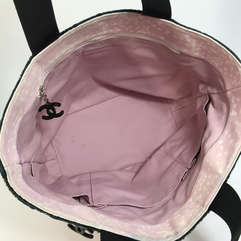 Chanel Tote Bag Canvas Light Pink X Black Coco Mark Women