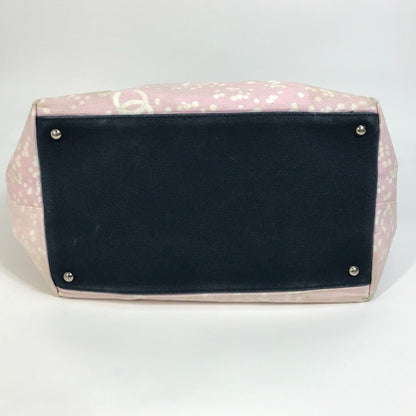 Chanel Tote Bag Canvas Light Pink X Black Coco Mark Women