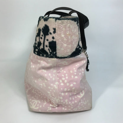 Chanel Tote Bag Canvas Light Pink X Black Coco Mark Women