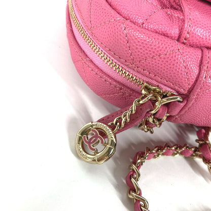 Chanel Shoulder Bag Caviar Skin Pink Matelasse Quilted Chain Bag Cc Coco Mark Women
