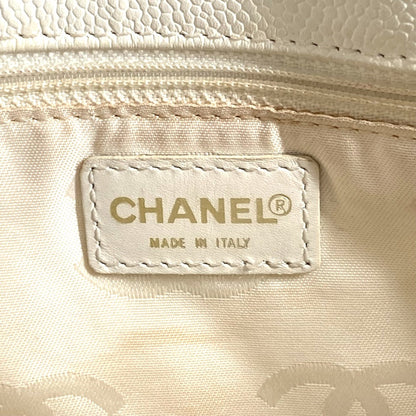 Chanel Shoulder Bag Caviar Skin White Vintage Cc Coco Mark Logo Drawstring Bag Women
