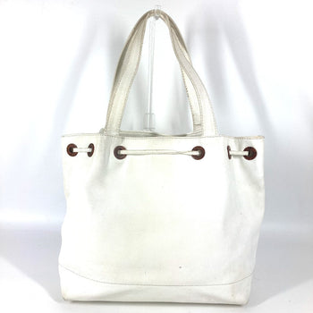 Chanel Shoulder Bag Caviar Skin White Vintage Cc Coco Mark Logo Drawstring Bag Women