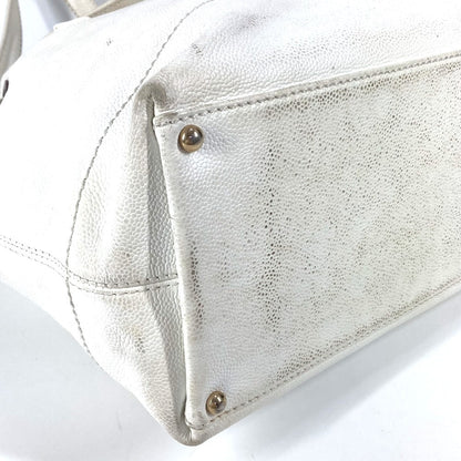 Chanel Shoulder Bag Caviar Skin White Vintage Cc Coco Mark Logo Drawstring Bag Women