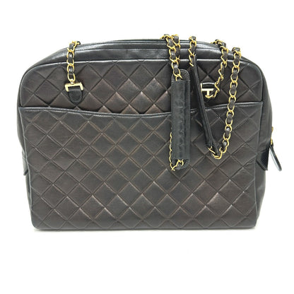 Chanel Shoulder Bag Lambskin Black Vintage Matelasse Quilting Cc Coco Mark Women