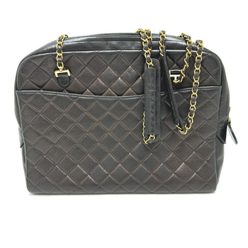 Chanel Shoulder Bag Lambskin Black Vintage Matelasse Quilting Cc Coco Mark Women