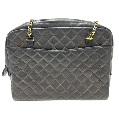 Chanel Shoulder Bag Lambskin Black Vintage Matelasse Quilting Cc Coco Mark Women