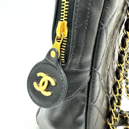Chanel Shoulder Bag Lambskin Black Vintage Matelasse Quilting Cc Coco Mark Women