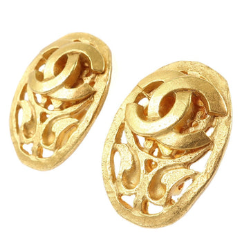 Chanel Earring Plated Gold Gold Vintage Oval Women