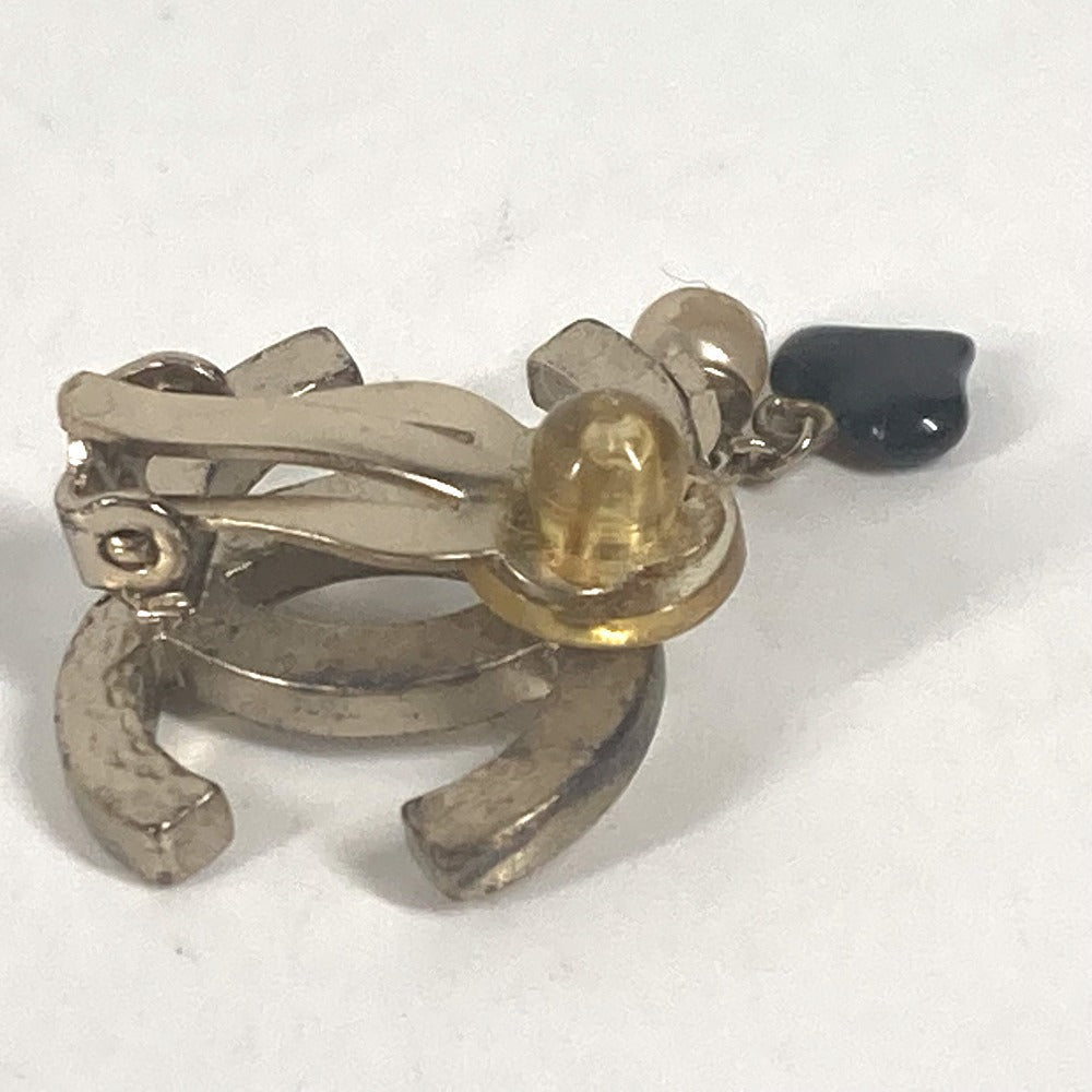 Chanel Earring Metal Gold 05A Logo Cc Coco Mark Faux Pearl Heart
