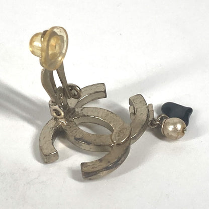 Chanel Earring Metal Gold 05A Logo Cc Coco Mark Faux Pearl Heart