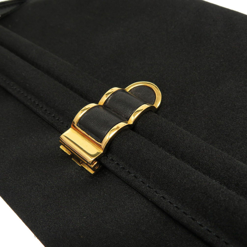 Hermes Shoulder Bag Satin Black Cooktail Vintage Women
