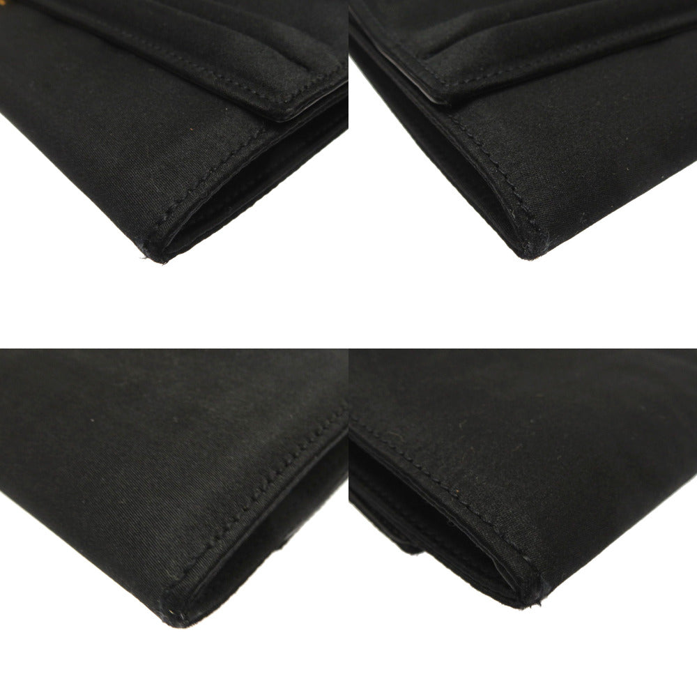 Hermes Shoulder Bag Satin Black Cooktail Vintage Women