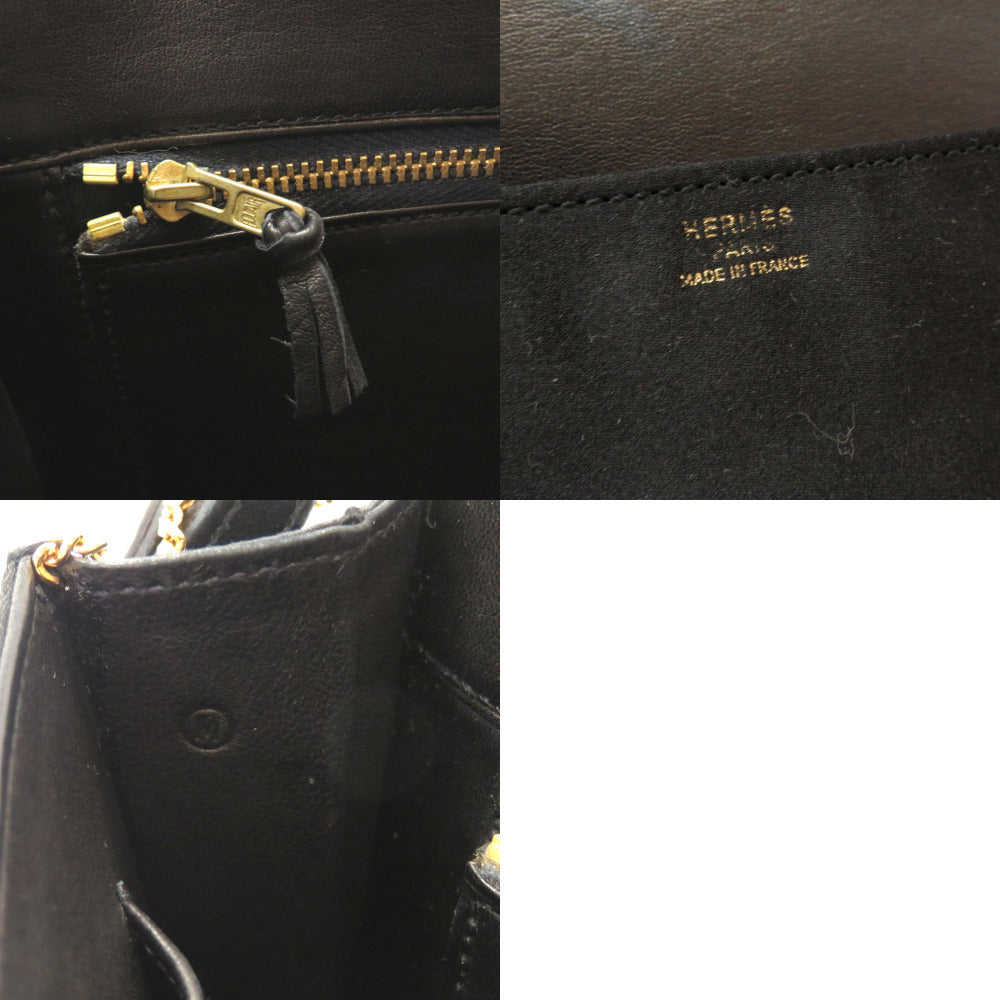 Hermes Shoulder Bag Satin Black Cooktail Vintage Women