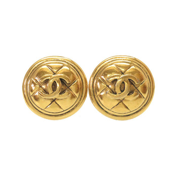 Chanel Earring Metal Gold Vintage Coco Mark Matelasse Women