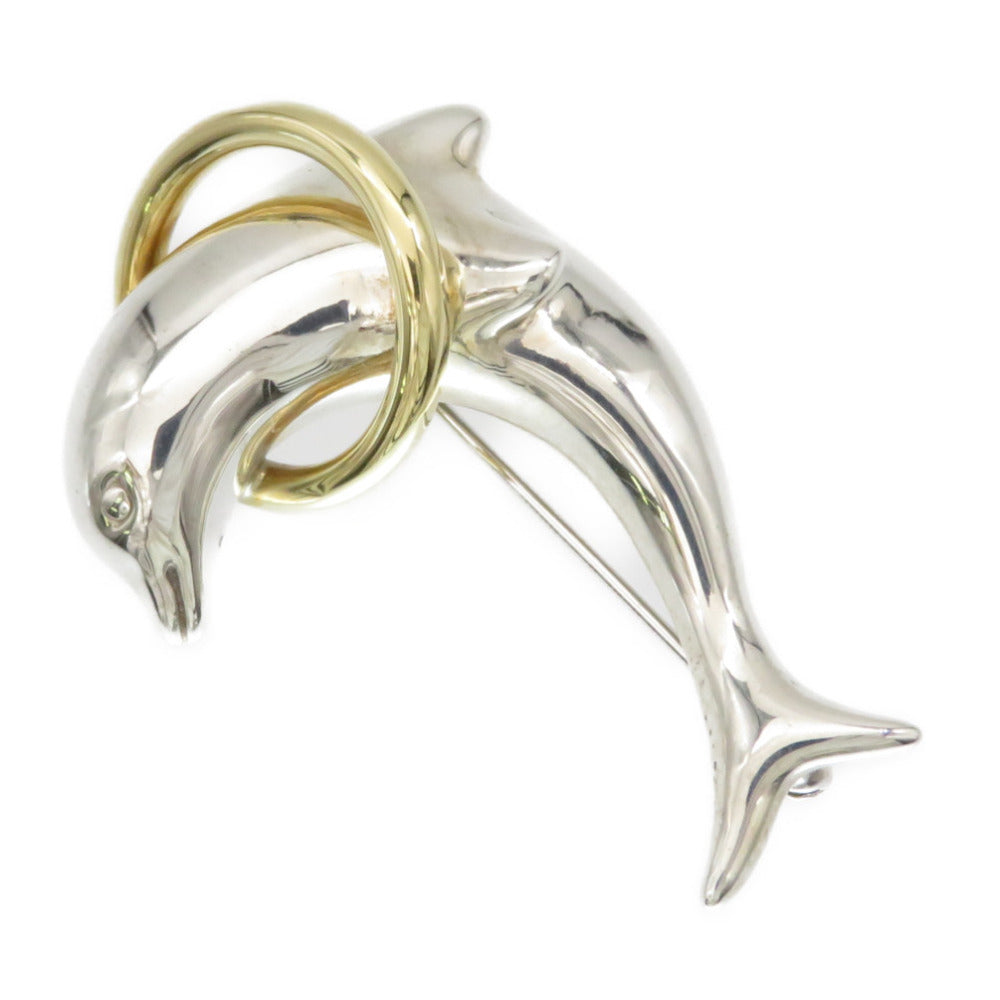 Tiffany&Co. Brooch Silver925, K18 Yellow Gold Silver Dolphin Brooch Women