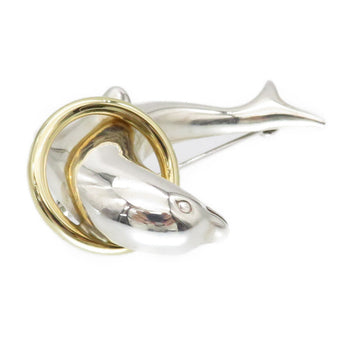 Tiffany&Co. Brooch Silver925, K18 Yellow Gold Silver Dolphin Brooch Women