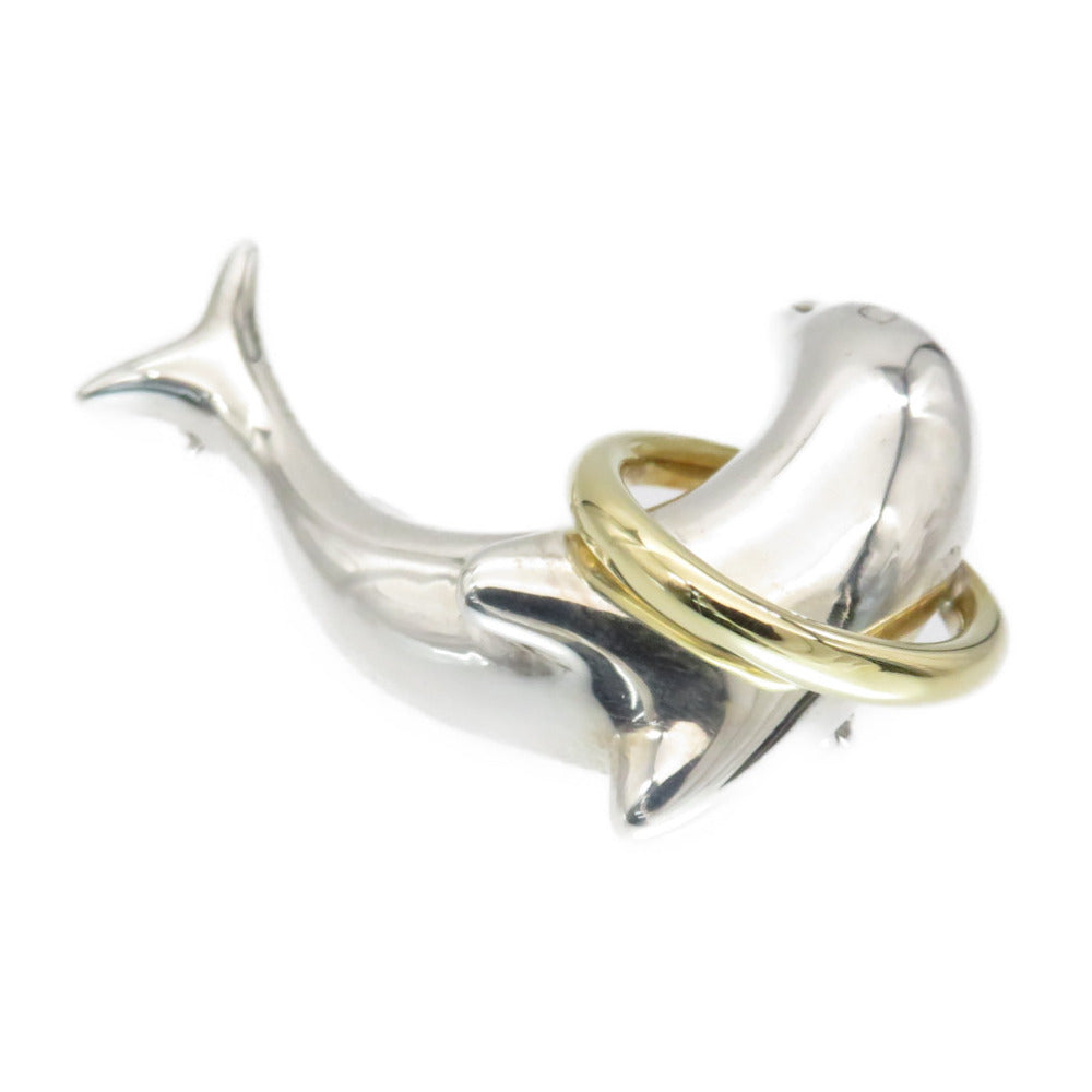 Tiffany&Co. Brooch Silver925, K18 Yellow Gold Silver Dolphin Brooch Women