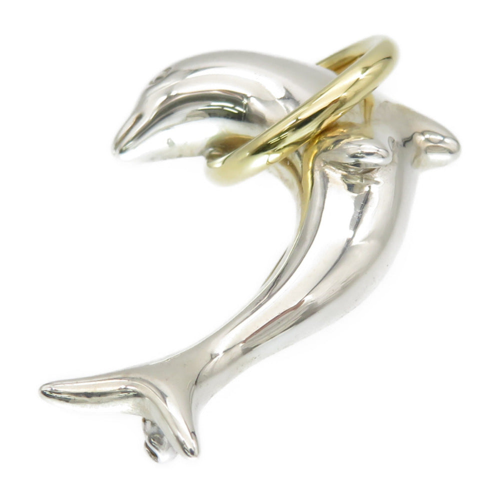 Tiffany&Co. Brooch Silver925, K18 Yellow Gold Silver Dolphin Brooch Women