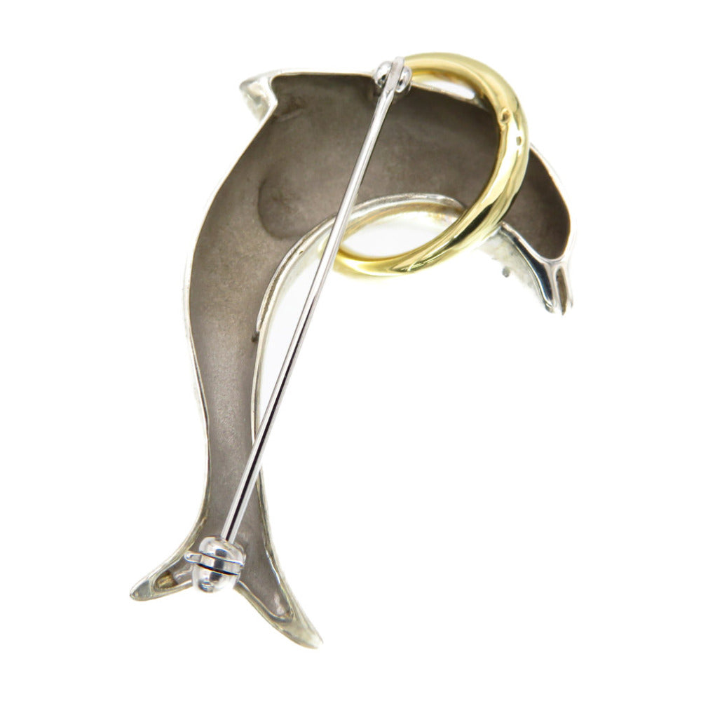 Tiffany&Co. Brooch Silver925, K18 Yellow Gold Silver Dolphin Brooch Women