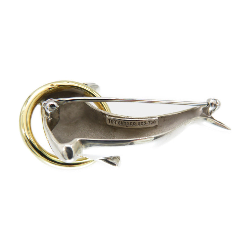 Tiffany&Co. Brooch Silver925, K18 Yellow Gold Silver Dolphin Brooch Women