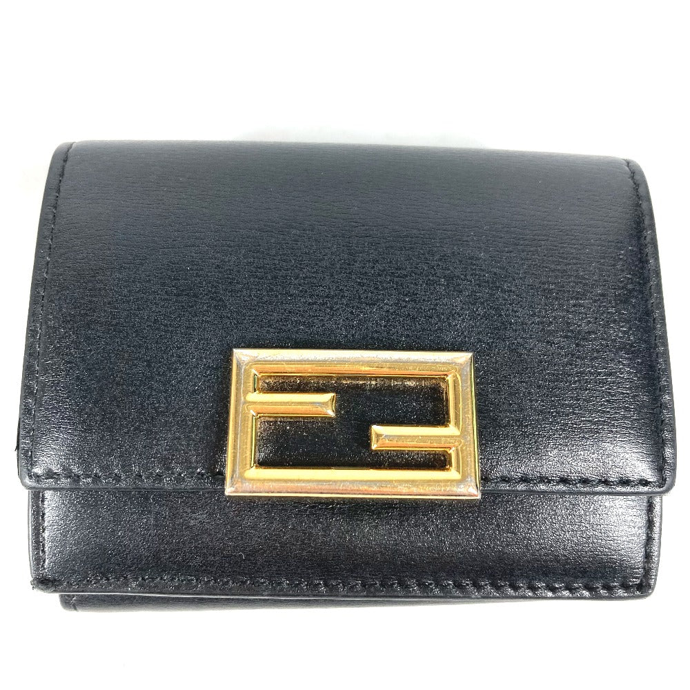 Fendi Trifold Wallet 8M0395 Leather Black Logo Women