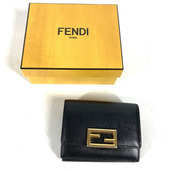 Fendi Trifold Wallet 8M0395 Leather Black Logo Women