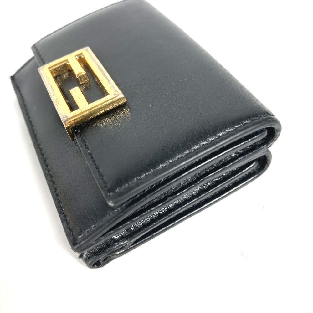 Fendi Trifold Wallet 8M0395 Leather Black Logo Women