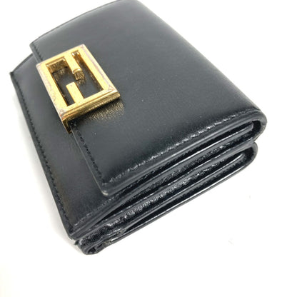 Fendi Trifold Wallet 8M0395 Leather Black Logo Women