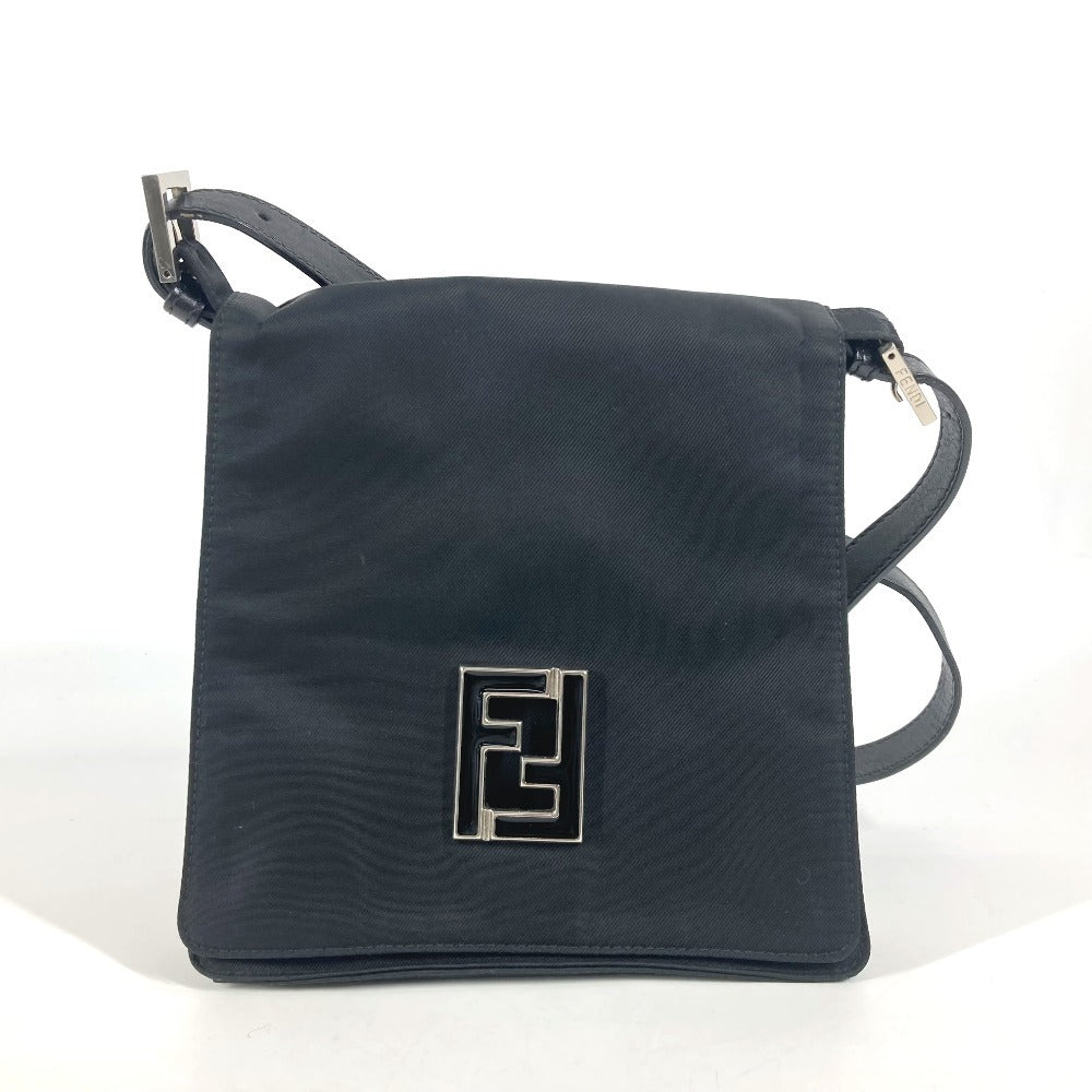 Fendi Shoulder Bag Nylon Black Ff Logo Unisex(Unisex)