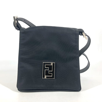 Fendi Shoulder Bag Nylon Black Ff Logo Unisex(Unisex)