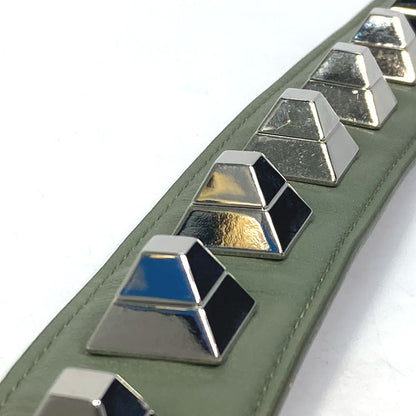Fendi Belt Leather Khaki Studs Women 36