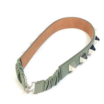 Fendi Belt Leather Khaki Studs Women 36