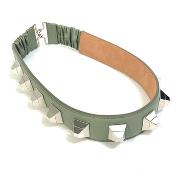Fendi Belt Leather Khaki Studs Women 36
