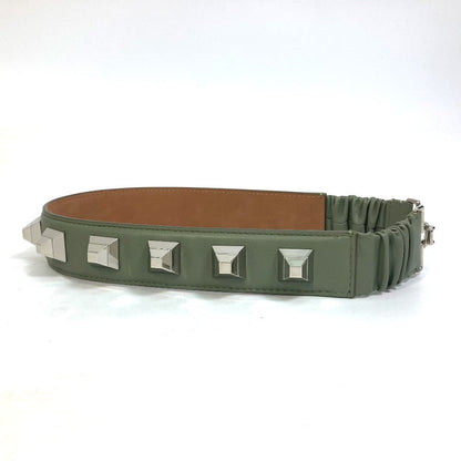 Fendi Belt Leather Khaki Studs Women 36