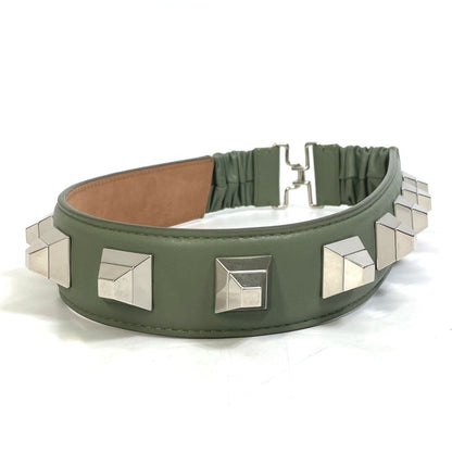 Fendi Belt Leather Khaki Studs Women 36
