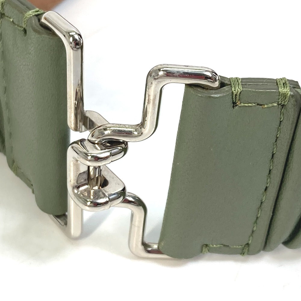 Fendi Belt Leather Khaki Studs Women 36