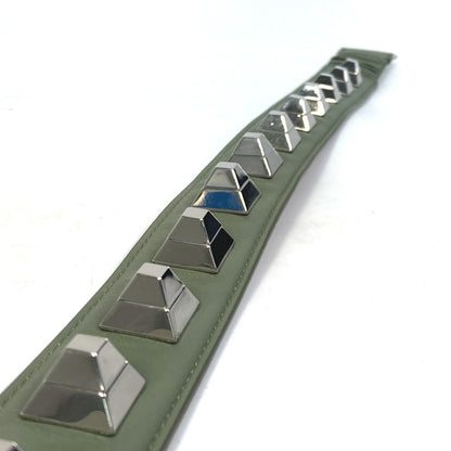 Fendi Belt Leather Khaki Studs Women 36