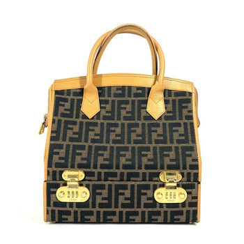 Fendi Handbag Canvas / Leather Brown Vintage Zucca Logo Women