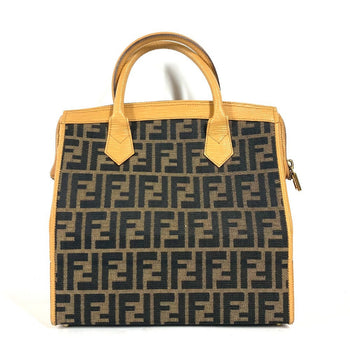 Fendi Handbag Canvas / Leather Brown Vintage Zucca Logo Women
