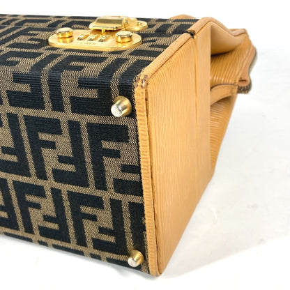 Fendi Handbag Canvas / Leather Brown Vintage Zucca Logo Women