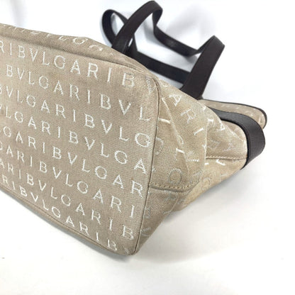 Bvlgari Tote Bag Canvas / Leather Beige Logo Mania Women