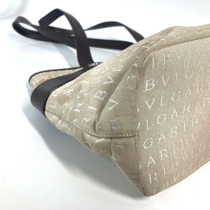 Bvlgari Tote Bag Canvas / Leather Beige Logo Mania Women