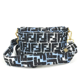 Fendi Shoulder Bag 8Br784 Nylon Blue Joshua Vides Collaboration Zucca Baguette Mini Mens